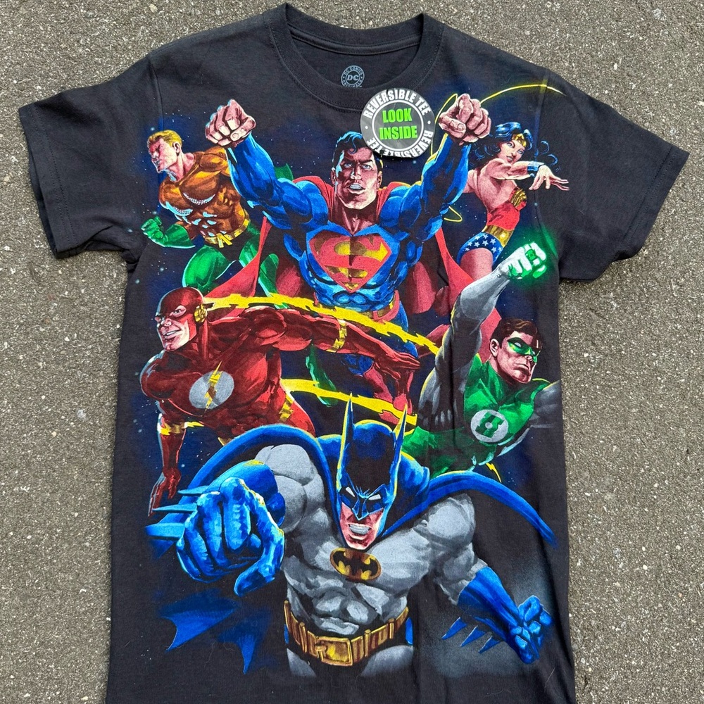 Men’s DC Comics Justice League AOP Reversible Tee Shirt